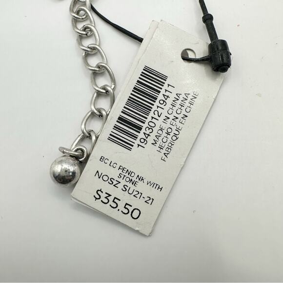 NWT Chico’s Smoky Grey Pendant Slver Tone Chain Long Necklace - Picture 6 of 7